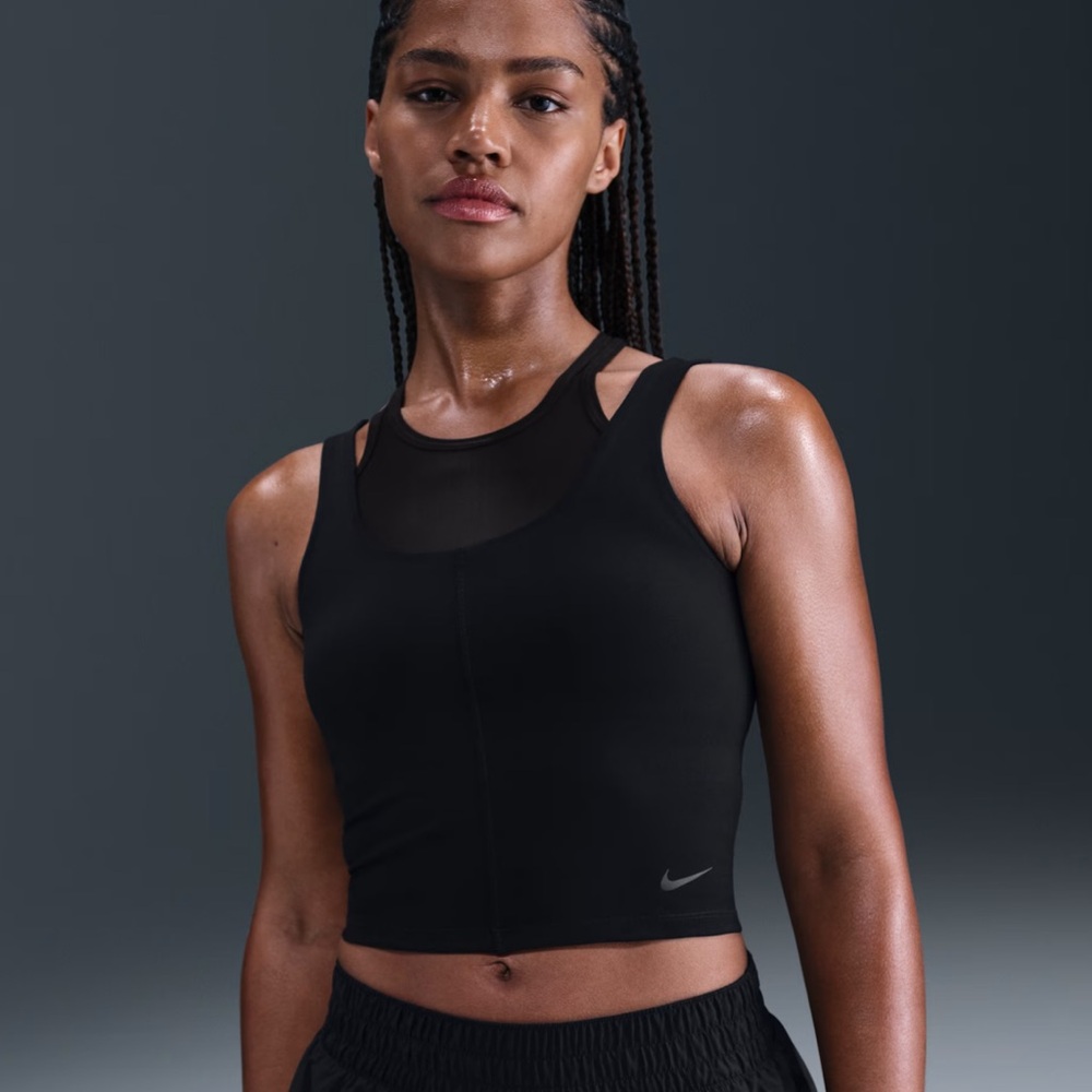 NWT NIKE WOMENS DRI-FIT CROP TANK TOP, SIZE XS (US 0-3), BLACK
